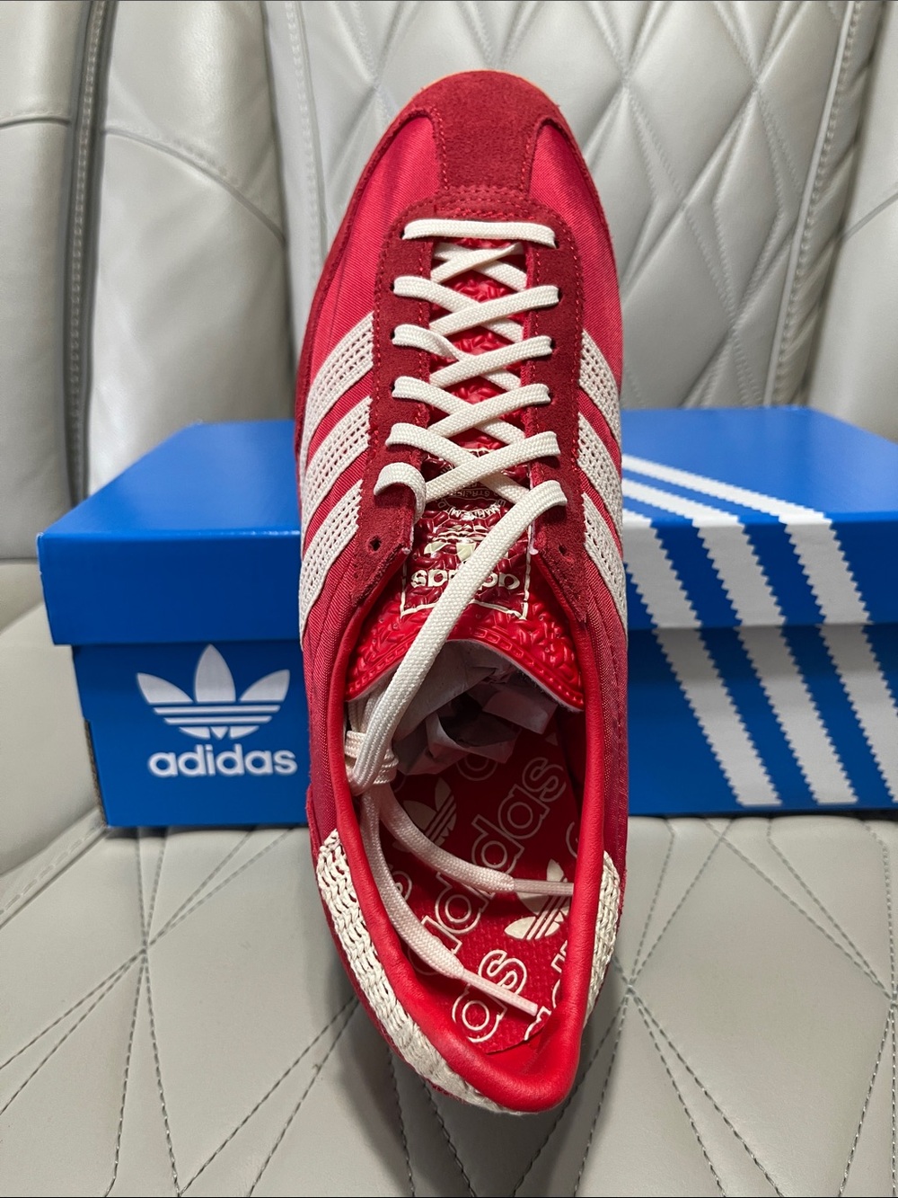 adidas SL72 OG Women's Red with Cream Stripe Sneakers - Picture 8 of 9
